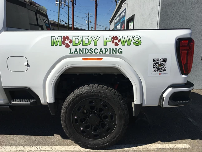 Muddy Paws Landscaping Truck Decals